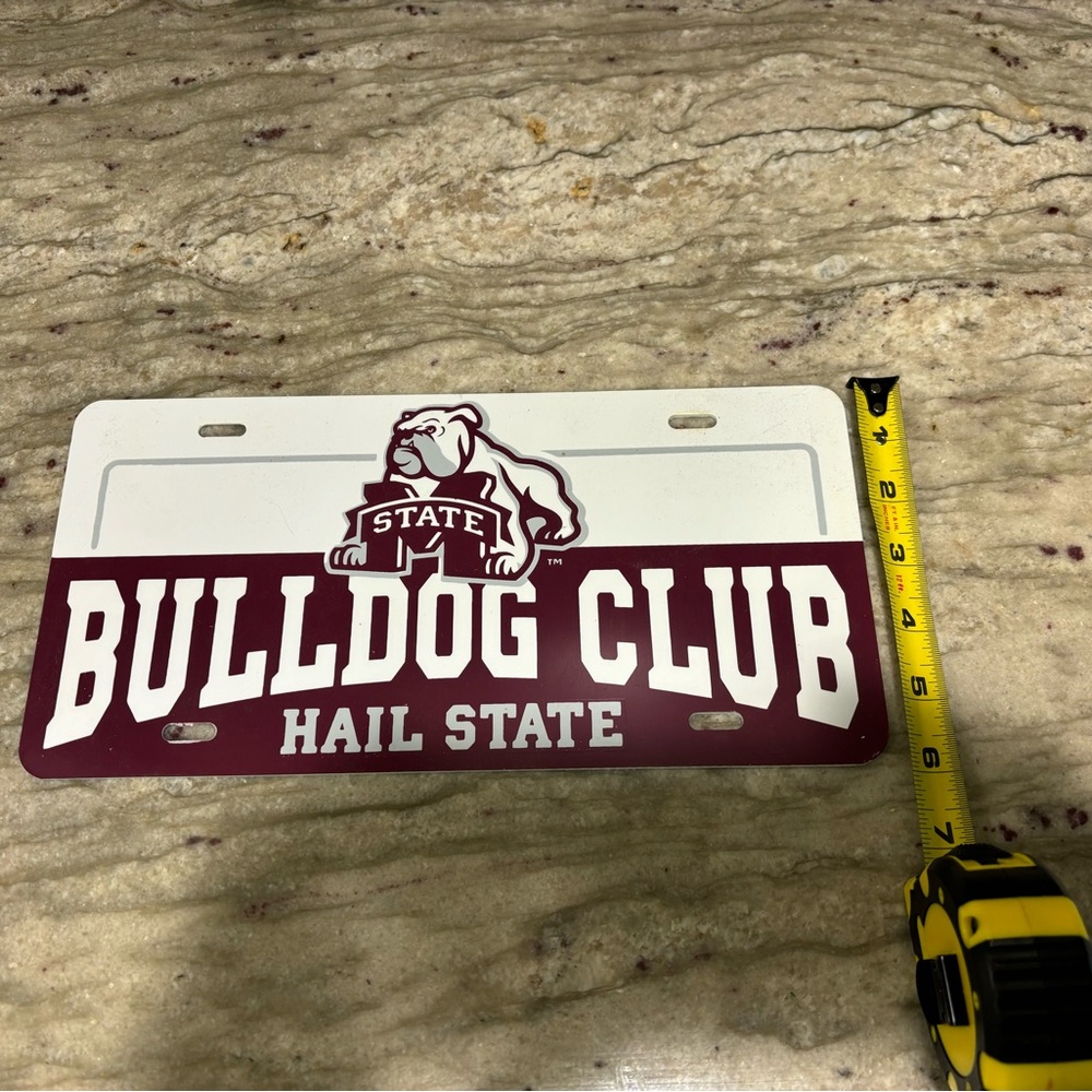Mississippi State Bulldog club Hail State license plate plastic